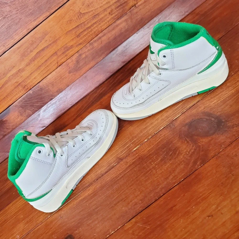 Nike Air Jordan 2 Retro Shoes Toddler 10.5C White Green Sneakers DQ8564-103